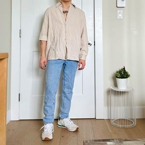 Linen Button Up with Bottom Detail